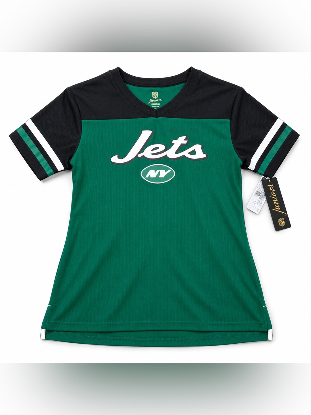 NY Jets Junior’s Green and Black Team Top, Size Medium 7-9 NWT